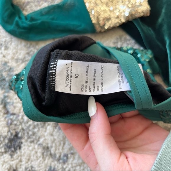 Weissman Green Mesh Biketard Dance Costume - Picture 4 of 5